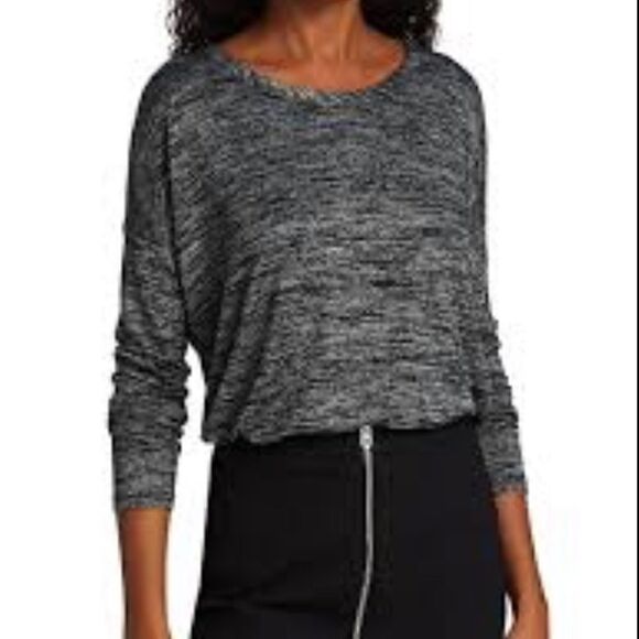 Rag & Bone / Jean Grey & Black Long Sleeve Stretchy High low knit top size xs - Picture 1 of 5